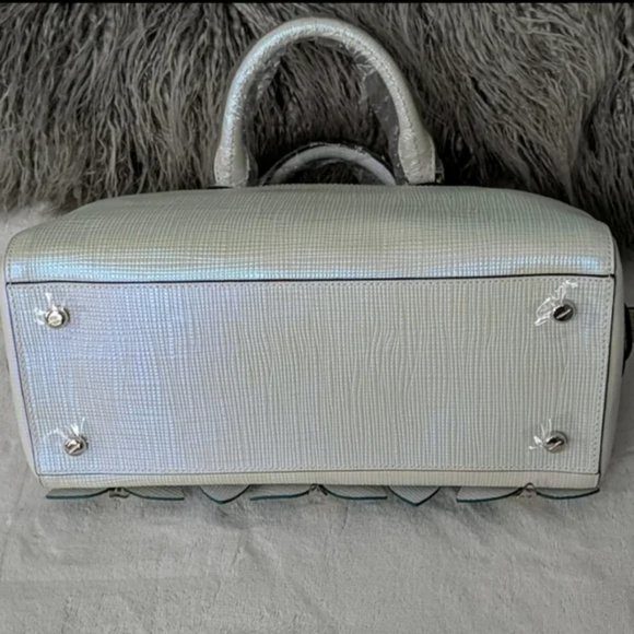 Henri Bendel West 57th Barrel Satchel Iridescent White NEW with Tags - Picture 5 of 8